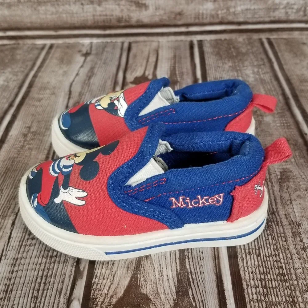 DISNEY BABY Infant Size 3 Baby Child Mickey Mouse Canvas Slip-On Shoes Sneakers